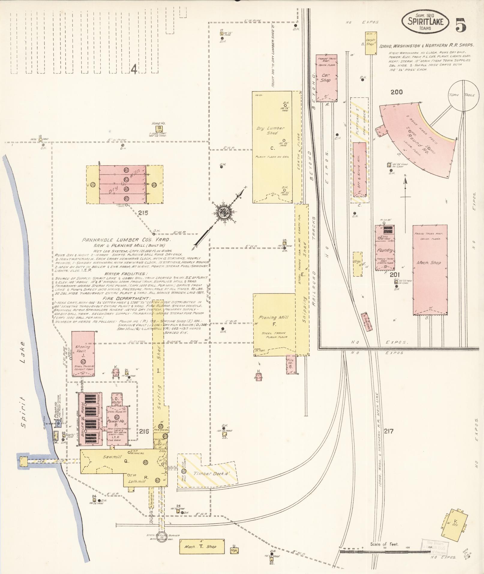 Sanborn Fire Insurance Map from Spirit Lake, Kootenai County, Idaho (1910), Sheet #0005 - Historic Sanborn Fire Insurance Map Print, vintage old map wall art, antique decor, genealogy gift, Idaho Idaho map