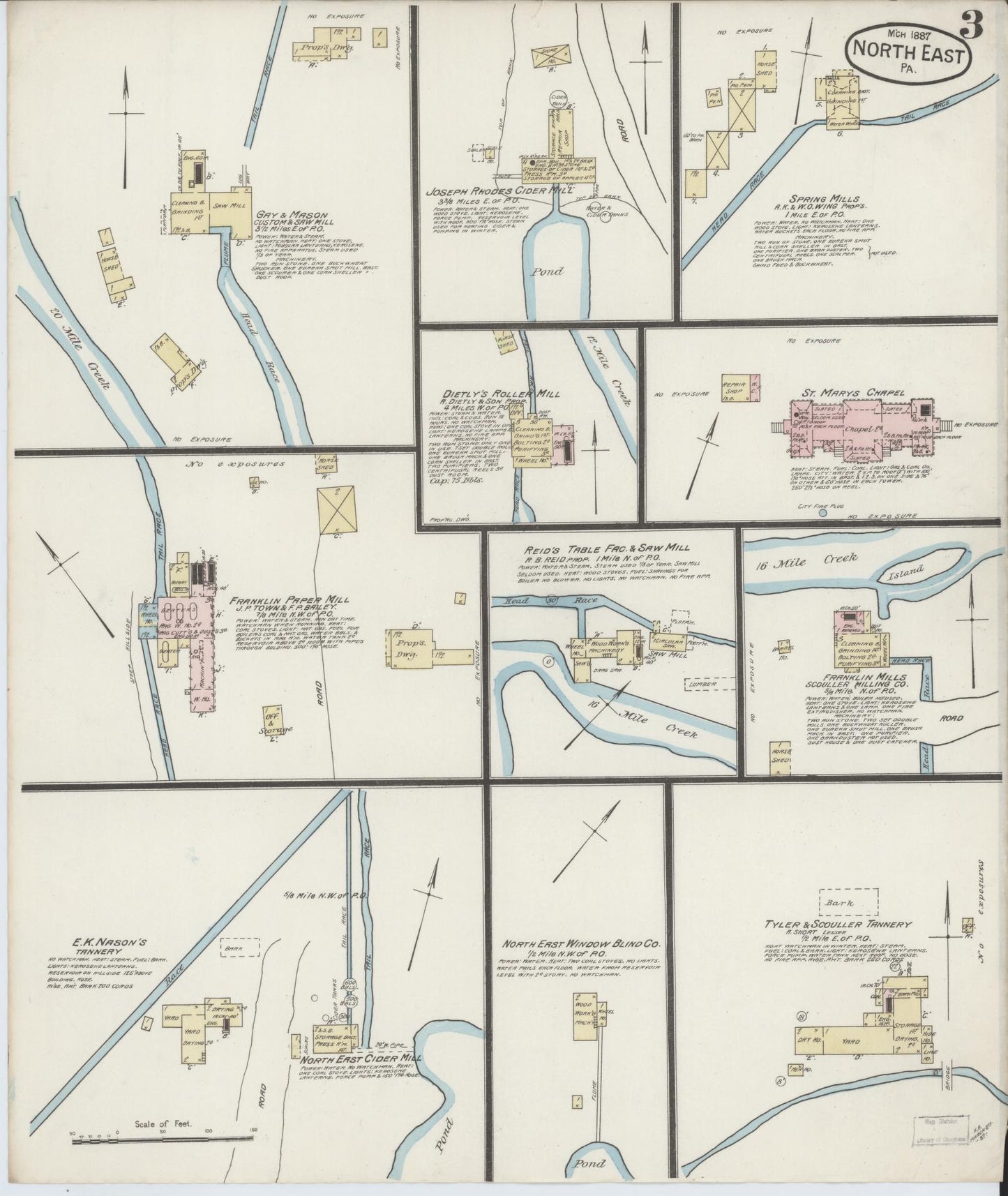 Sanborn Fire Insurance Map from North East, Erie County, Pennsylvania (1887), Sheet #0003 - Complete Map Set gallery image, historic Sanborn map, vintage wall art, Pennsylvania Pennsylvania