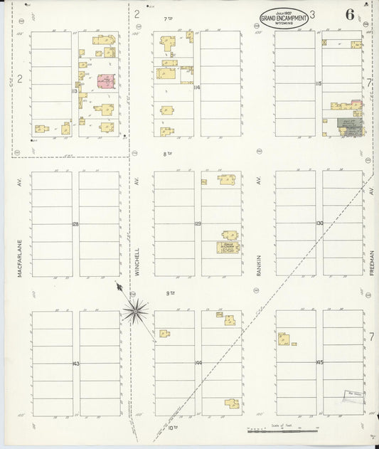 Sanborn Fire Insurance Map from Grand Encampment, Carbon County, Wyoming (1907), Sheet #0006 - Historic Sanborn Fire Insurance Map Print, vintage old map wall art, antique decor, genealogy gift, Wyoming Wyoming map