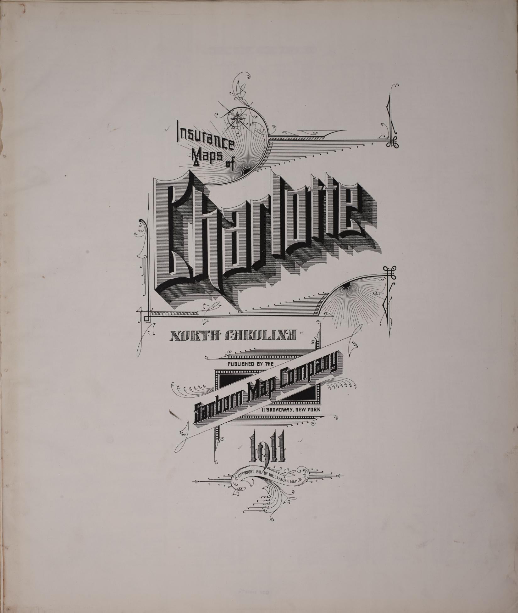 Sanborn Fire Insurance Map from Charlotte, Mecklenburg County, North Carolina (1911), Sheet #0001 - Historic Sanborn Fire Insurance Map Print, vintage old map wall art, antique decor, genealogy gift, North Carolina North Carolina map