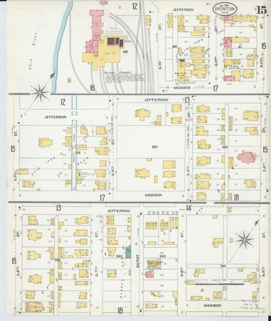 Sanborn Fire Insurance Map from Ironton, Lawrence County, Ohio (1904), Sheet #0015 - Historic Sanborn Fire Insurance Map Print, vintage old map wall art, antique decor, genealogy gift, Ohio Ohio map