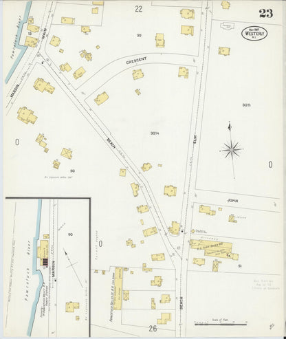 Sanborn Fire Insurance Map from Westerly, Washington County, Rhode Island (1907), Sheet #0023 - Complete Map Set gallery image, historic Sanborn map, vintage wall art, Rhode Island Rhode Island