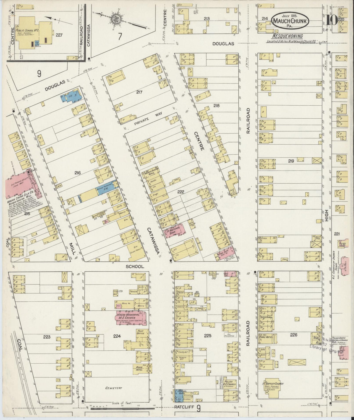 Sanborn Fire Insurance Map from Mauch Chunk, Carbon County, Pennsylvania (1915), Sheet #0010 - Complete Map Set gallery image, historic Sanborn map, vintage wall art, Pennsylvania Pennsylvania