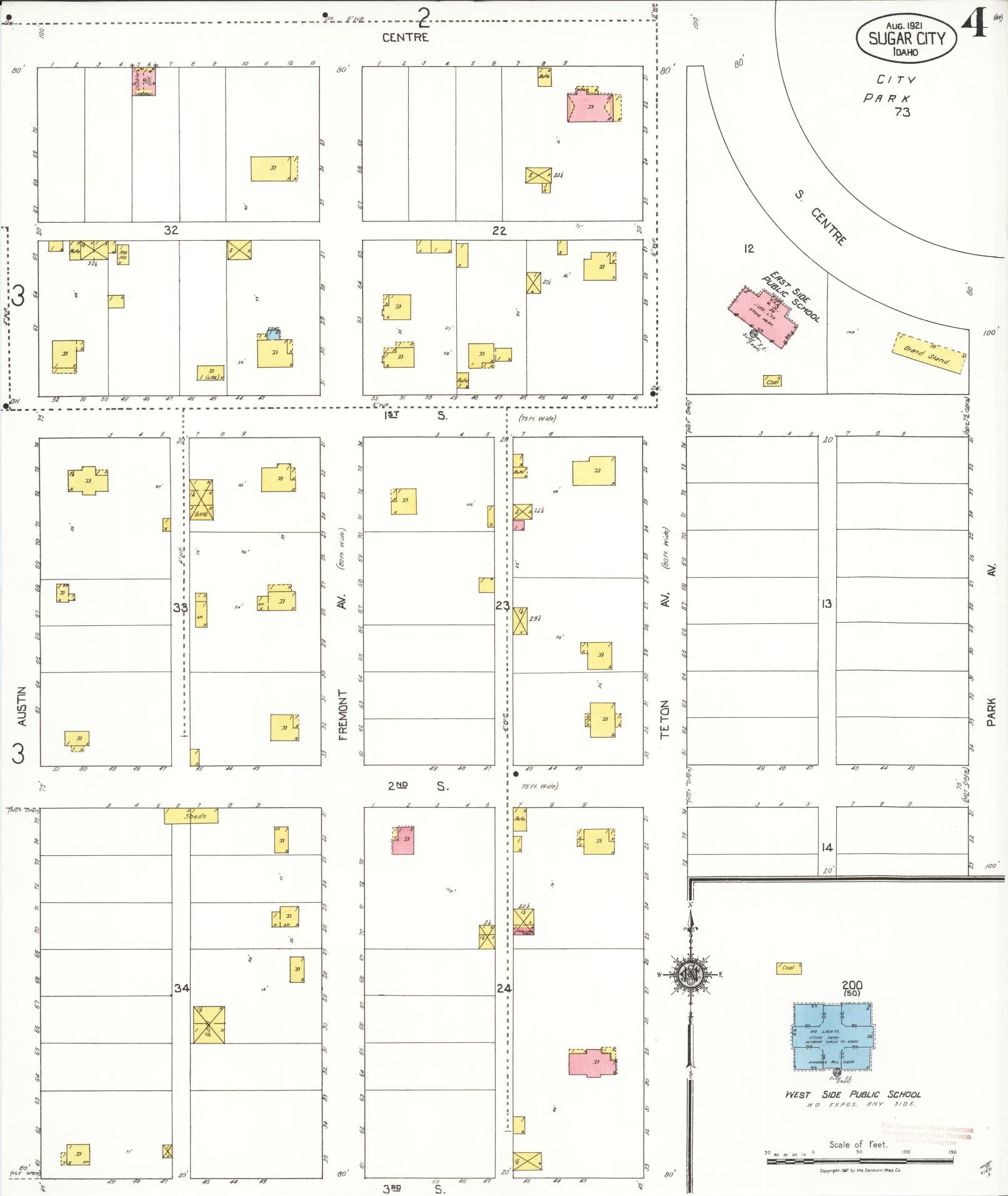 Sanborn Fire Insurance Map from Sugar City, Madison County, Idaho (1921), Sheet #0004 - Complete Map Set gallery image, historic Sanborn map, vintage wall art, Idaho Idaho