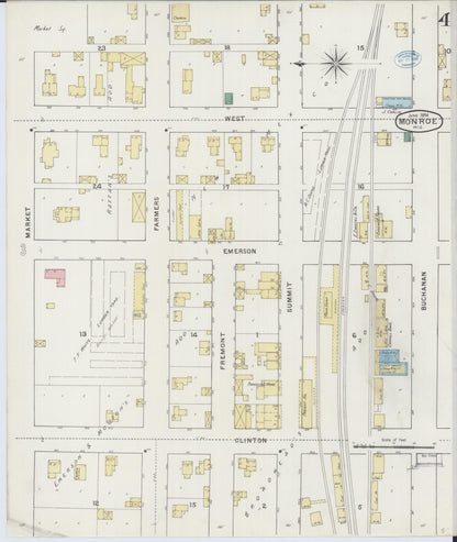 Sanborn Fire Insurance Map from Monroe, Green County, Wisconsin (1894), Sheet #0004 - Complete Map Set gallery image, historic Sanborn map, vintage wall art, Wisconsin Wisconsin