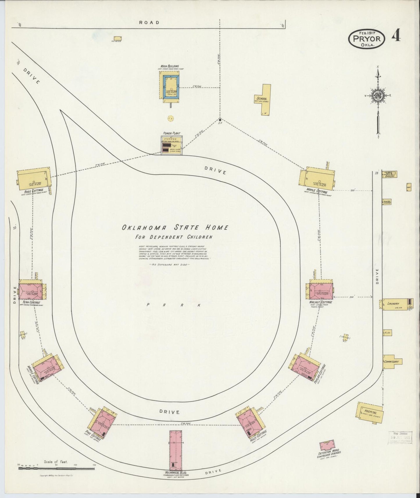 Sanborn Fire Insurance Map from Pryor Creek, Mayes County, Oklahoma (1917), Sheet #0004 - Complete Map Set gallery image, historic Sanborn map, vintage wall art, Oklahoma Oklahoma