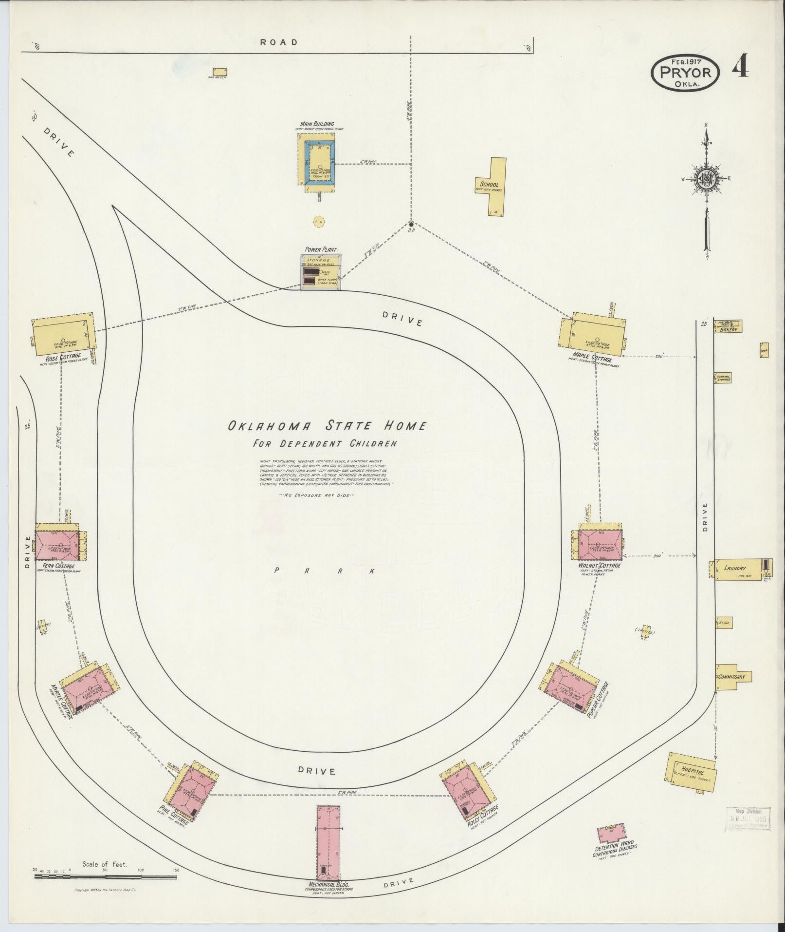 Sanborn Fire Insurance Map from Pryor Creek, Mayes County, Oklahoma (1917), Sheet #0004 - Complete Map Set gallery image, historic Sanborn map, vintage wall art, Oklahoma Oklahoma