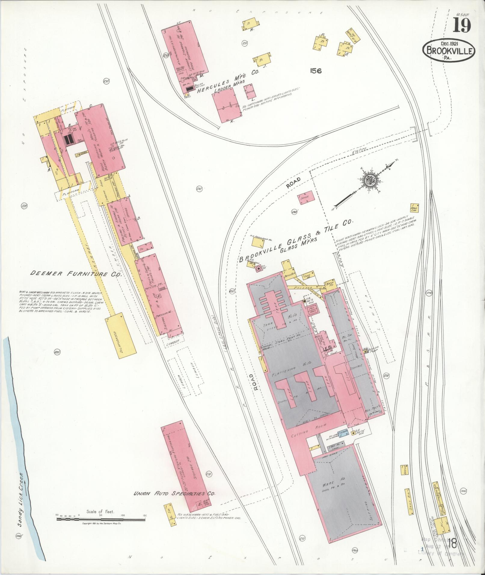 Sanborn Fire Insurance Map from Brookville, Jefferson County, Pennsylvania (1921), Sheet #0019 - Historic Sanborn Fire Insurance Map Print, vintage old map wall art, antique decor, genealogy gift, Pennsylvania Pennsylvania map