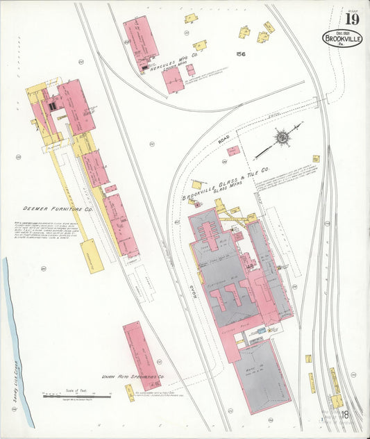 Sanborn Fire Insurance Map from Brookville, Jefferson County, Pennsylvania (1921), Sheet #0019 - Historic Sanborn Fire Insurance Map Print, vintage old map wall art, antique decor, genealogy gift, Pennsylvania Pennsylvania map
