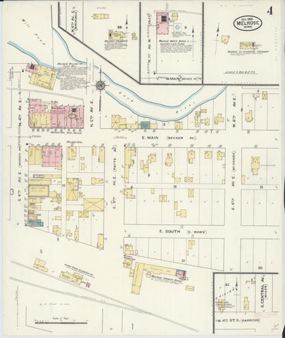 Sanborn Fire Insurance Map from Melrose, Stearns County, Minnesota (1909), Sheet #0004 - Complete Map Set gallery image, historic Sanborn map, vintage wall art, Minnesota Minnesota