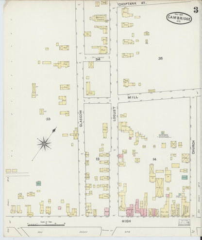 Sanborn Fire Insurance Map from Cambridge, Dorchester County, Maryland (1891), Sheet #0004 - Complete Map Set gallery image, historic Sanborn map, vintage wall art, Maryland Maryland