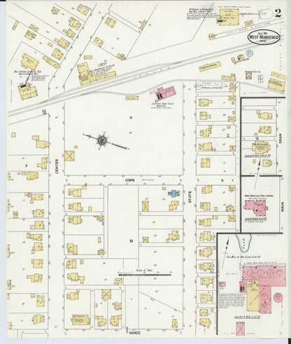 Sanborn Fire Insurance Map from West Mansfield, Logan County, Ohio (1911), Sheet #0002 - Historic Sanborn Fire Insurance Map Print, vintage old map wall art, antique decor, genealogy gift, Ohio Ohio map