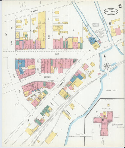 Sanborn Fire Insurance Map from Whitewater, Walworth County, Wisconsin (1904), Sheet #0002 - Complete Map Set gallery image, historic Sanborn map, vintage wall art, Wisconsin Wisconsin