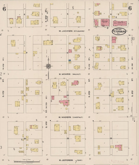 Sanborn Fire Insurance Map from Petersburg, Menard County, Illinois (1922), Sheet #0006 - Historic Sanborn Fire Insurance Map Print, vintage old map wall art, antique decor, genealogy gift, Illinois Illinois map