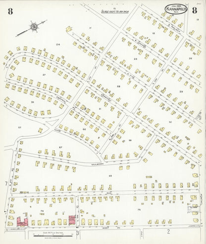 Sanborn Fire Insurance Map from Kannapolis, Rowan And Cabarrus Counties, North Carolina (1926), Sheet #0008 - Complete Map Set gallery image, historic Sanborn map, vintage wall art, North Carolina North Carolina