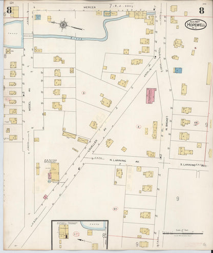 Sanborn Fire Insurance Map from Hopewell, Mercer County, New Jersey (1935), Sheet #0008 - Complete Map Set gallery image, historic Sanborn map, vintage wall art, New Jersey New Jersey