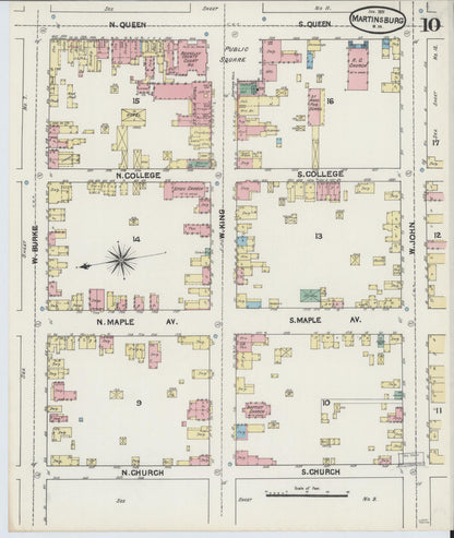 Sanborn Fire Insurance Map from Martinsburg, Berkeley County, West Virginia (1891), Sheet #0010 - Complete Map Set gallery image, historic Sanborn map, vintage wall art, West Virginia West Virginia