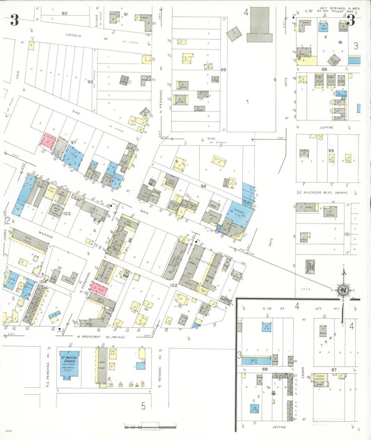 Sanborn Fire Insurance Map from Hot Springs, Sierra County, New Mexico (1942), Sheet #0003 - Historic Sanborn Fire Insurance Map Print, vintage old map wall art, antique decor, genealogy gift, New Mexico New Mexico map
