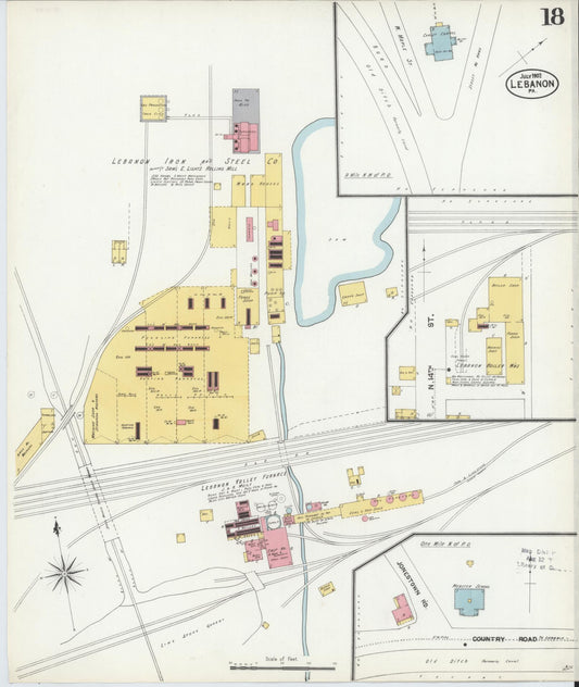Sanborn Fire Insurance Map from Lebanon, Lebanon County, Pennsylvania (1902), Sheet #0018 - Historic Sanborn Fire Insurance Map Print, vintage old map wall art, antique decor, genealogy gift, Pennsylvania Pennsylvania map