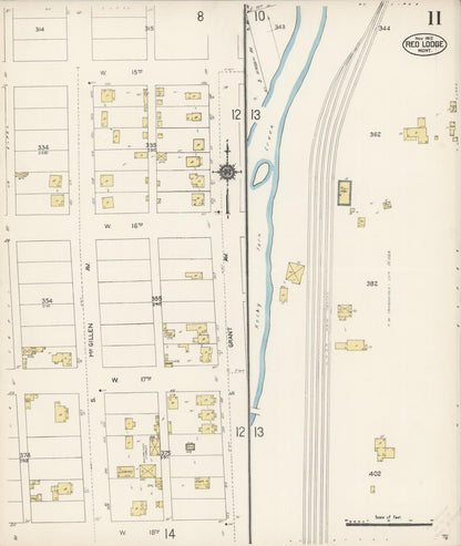 Sanborn Fire Insurance Map from Red Lodge, Carbon County, Montana (1912), Sheet #0011 - Complete Map Set gallery image, historic Sanborn map, vintage wall art, Montana Montana