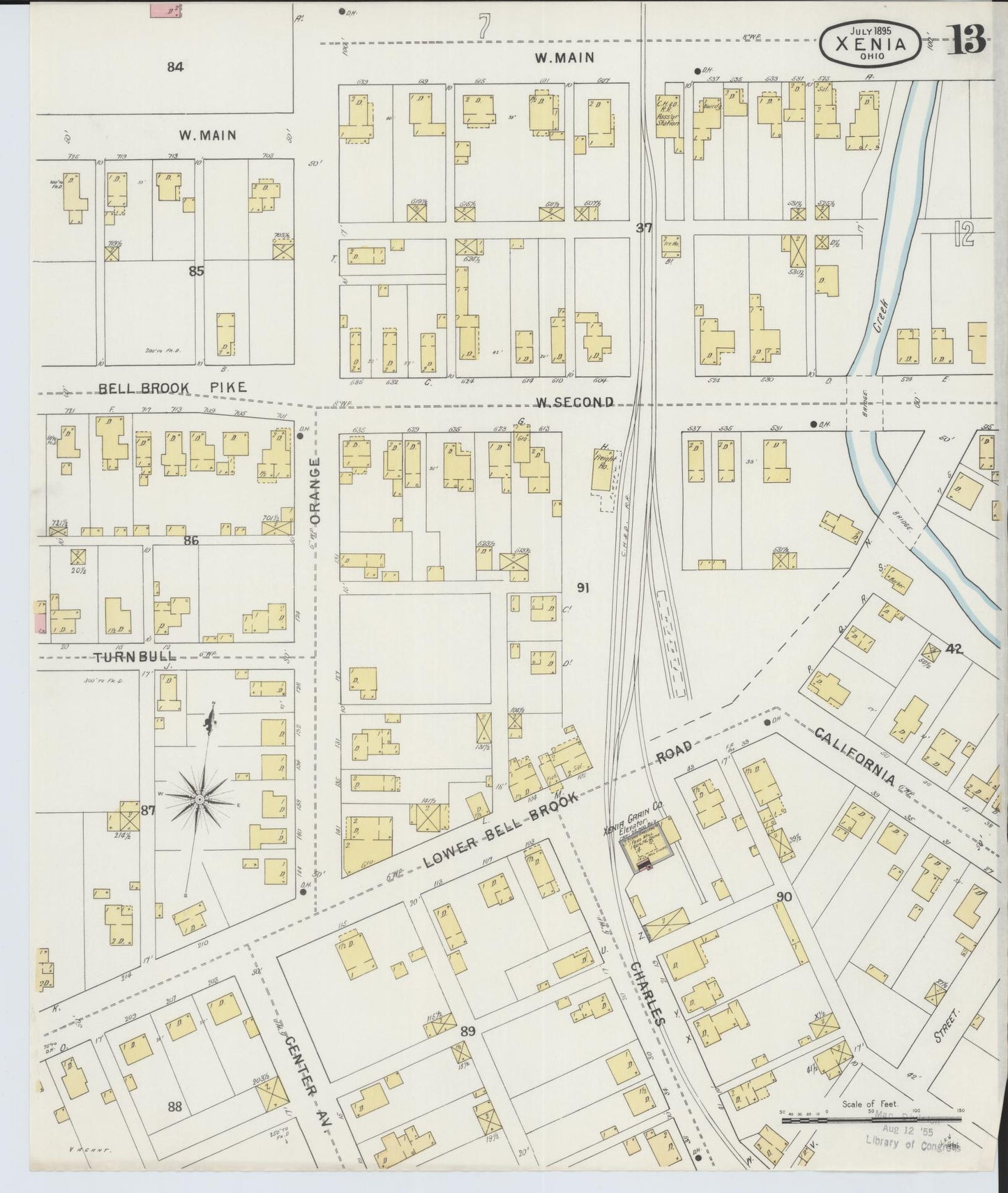 Sanborn Fire Insurance Map from Xenia, Greene County, Ohio (1895), Sheet #0013 - Historic Sanborn Fire Insurance Map Print, vintage old map wall art, antique decor, genealogy gift, Ohio Ohio map