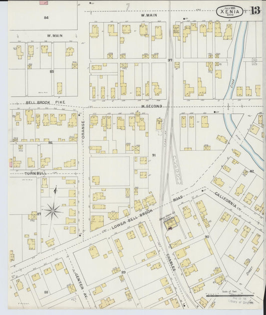 Sanborn Fire Insurance Map from Xenia, Greene County, Ohio (1895), Sheet #0013 - Historic Sanborn Fire Insurance Map Print, vintage old map wall art, antique decor, genealogy gift, Ohio Ohio map
