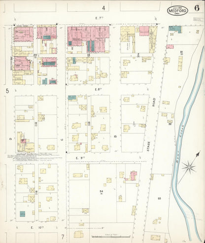 Sanborn Fire Insurance Map from Medford, Jackson County, Oregon (1898), Sheet #0006 - Complete Map Set gallery image, historic Sanborn map, vintage wall art, Oregon Oregon