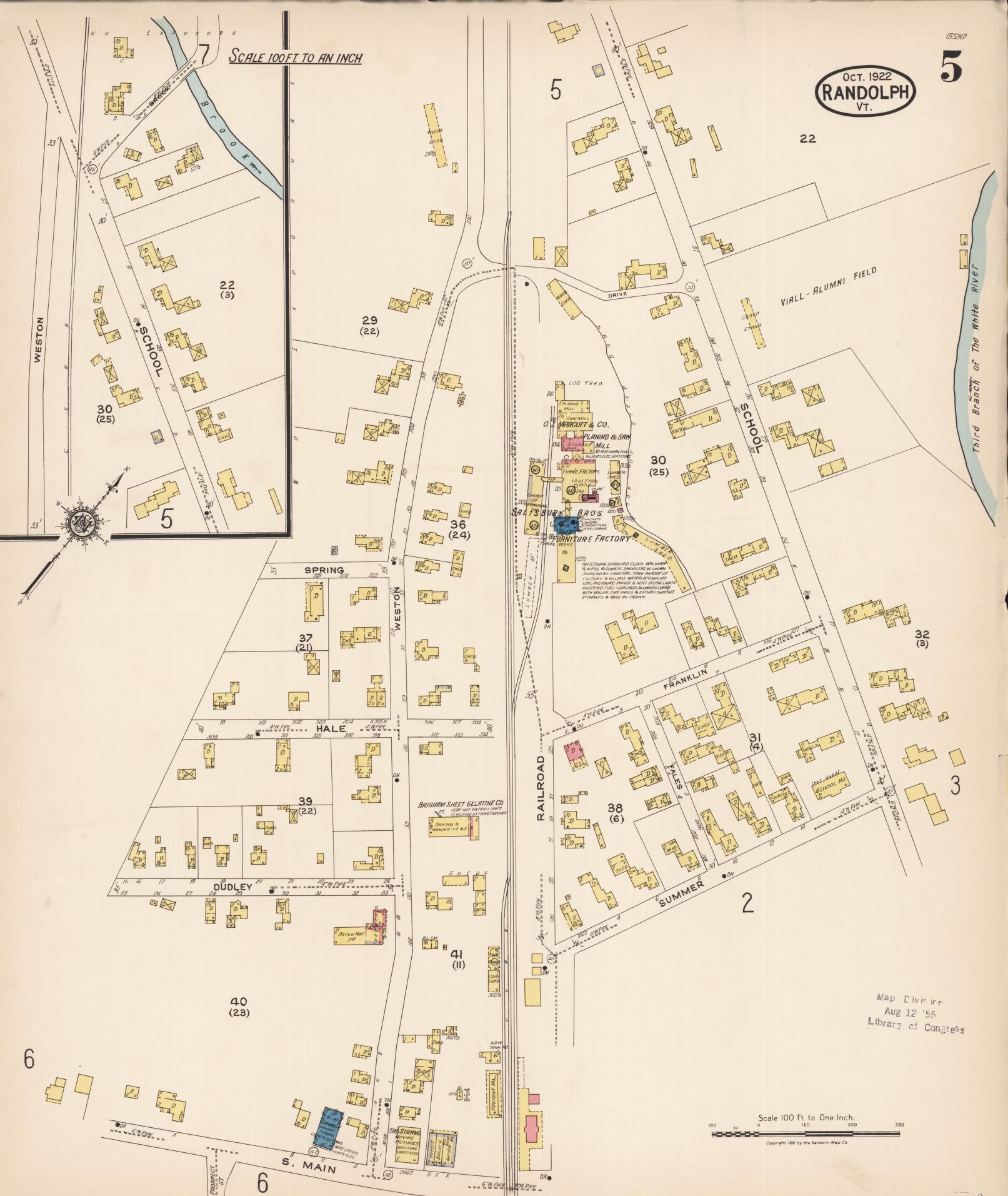 Sanborn Fire Insurance Map from Randolph, Orange County, Vermont (1922), Sheet #0005 - Complete Map Set gallery image, historic Sanborn map, vintage wall art, Vermont Vermont