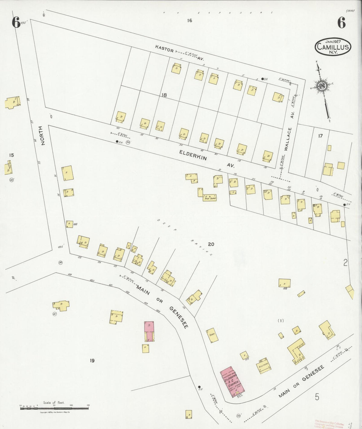 Sanborn Fire Insurance Map from Camillus, Onondaga County, New York (1927), Sheet #0006 - Complete Map Set gallery image, historic Sanborn map, vintage wall art, New York New York