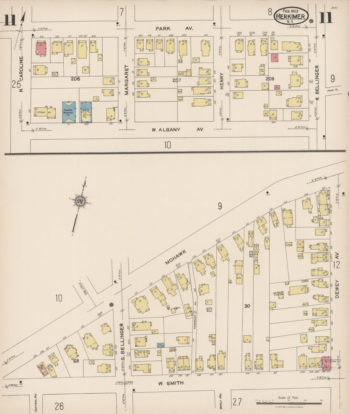 Sanborn Fire Insurance Map from Herkimer, Herkimer County, New York (1923), Sheet #0011 - Complete Map Set gallery image, historic Sanborn map, vintage wall art, New York New York