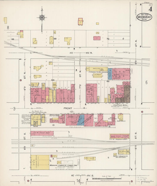 Sanborn Fire Insurance Map from Moorhead, Clay County, Minnesota (1922), Sheet #0004 - Historic Sanborn Fire Insurance Map Print, vintage old map wall art, antique decor, genealogy gift, Minnesota Minnesota map
