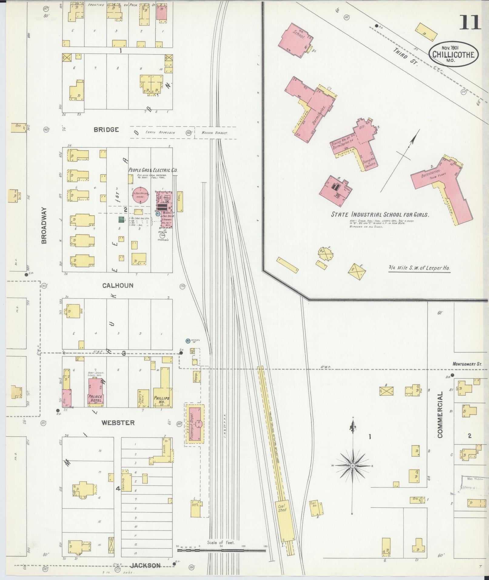 Sanborn Fire Insurance Map from Chillicothe, Livingston County, Missouri (1901), Sheet #0011 - Complete Map Set gallery image, historic Sanborn map, vintage wall art, Missouri Missouri