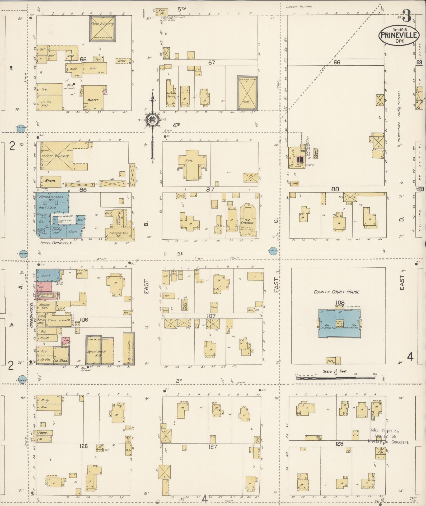 Sanborn Fire Insurance Map from Prineville, Crook County, Oregon (1913), Sheet #0003 - Complete Map Set gallery image, historic Sanborn map, vintage wall art, Oregon Oregon