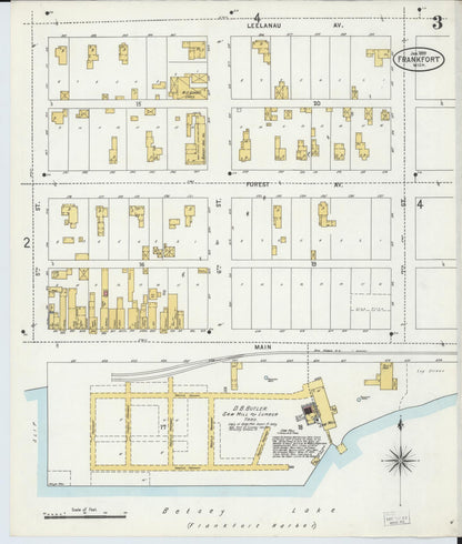 Sanborn Fire Insurance Map from Frankfort, Benzie County, Michigan (1899), Sheet #0003 - Historic Sanborn Fire Insurance Map Print, vintage old map wall art, antique decor, genealogy gift, Michigan Michigan map