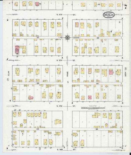 Sanborn Fire Insurance Map from Douglas, Converse County, Wyoming (1920), Sheet #0007 - Historic Sanborn Fire Insurance Map Print, vintage old map wall art, antique decor, genealogy gift, Wyoming Wyoming map