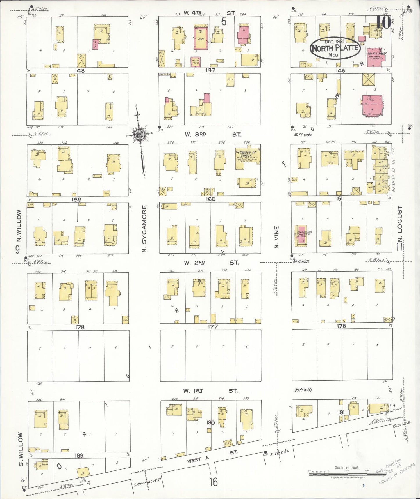 Sanborn Fire Insurance Map from North Platte, Lincoln County, Nebraska (1921), Sheet #0010 - Historic Sanborn Fire Insurance Map Print, vintage old map wall art, antique decor, genealogy gift, Nebraska Nebraska map