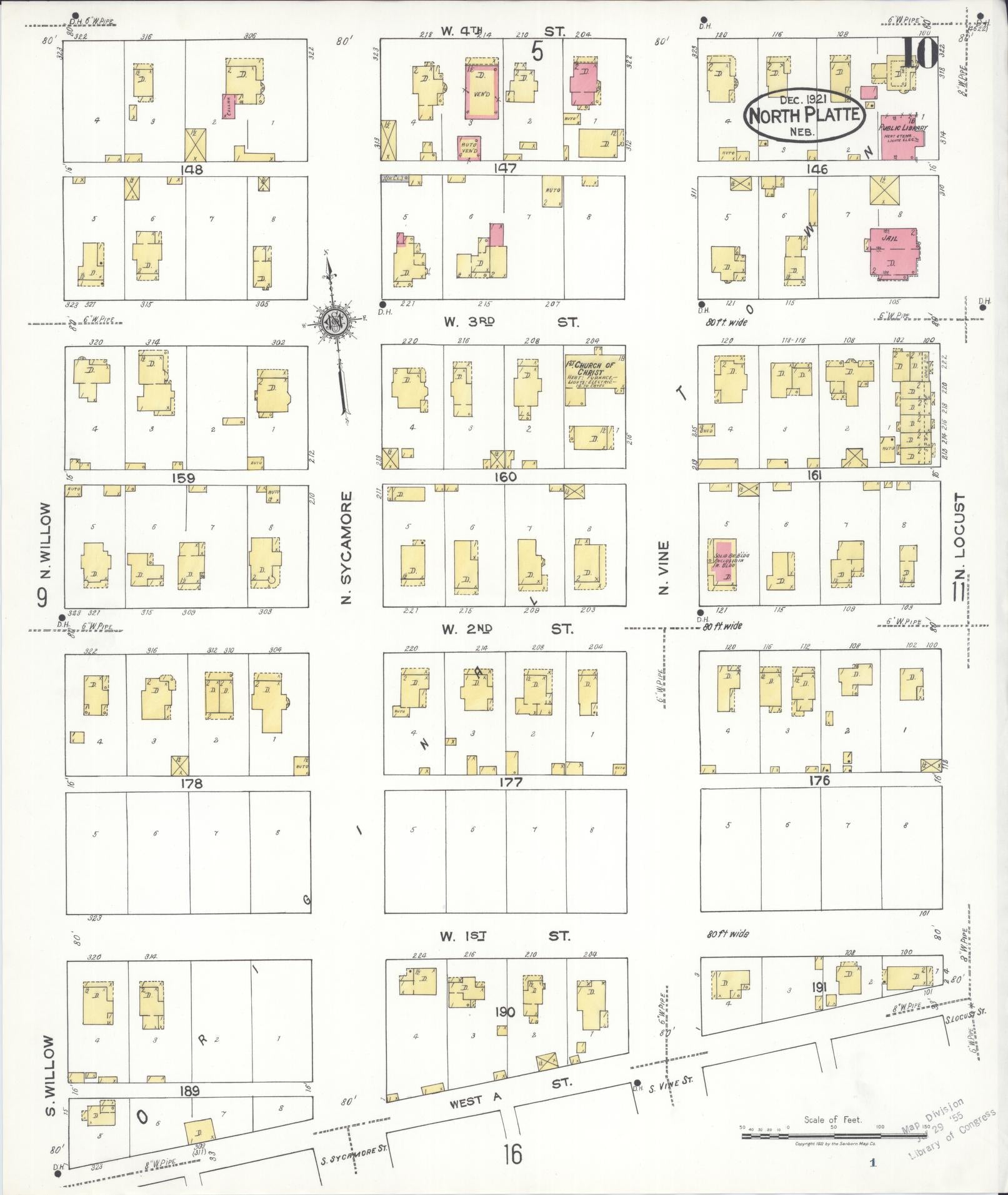 Sanborn Fire Insurance Map from North Platte, Lincoln County, Nebraska (1921), Sheet #0010 - Historic Sanborn Fire Insurance Map Print, vintage old map wall art, antique decor, genealogy gift, Nebraska Nebraska map