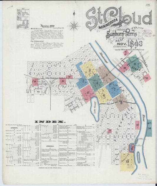 Sanborn Fire Insurance Map from Saint Cloud, Stearns, Benton, and Sherburne Counties, Minnesota. (1893) – Map View
