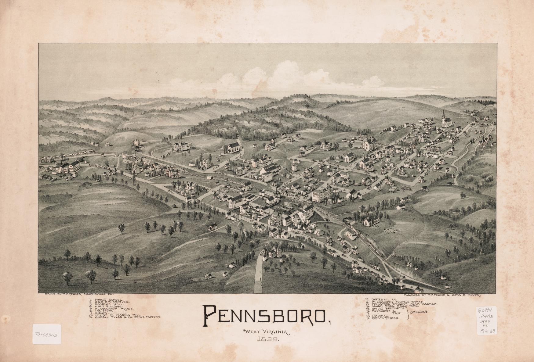Pennsboro, West Virginia 1899 (1899) – Historic Bird’s-Eye View Panorama Print