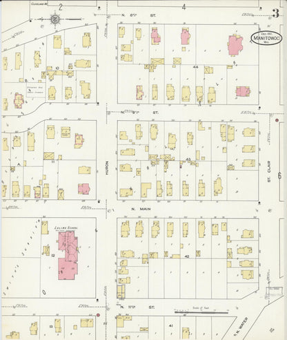 Sanborn Fire Insurance Map from Manitowoc, Manitowoc County, Wisconsin (1912), Sheet #0003 - Complete Map Set gallery image, historic Sanborn map, vintage wall art, Wisconsin Wisconsin