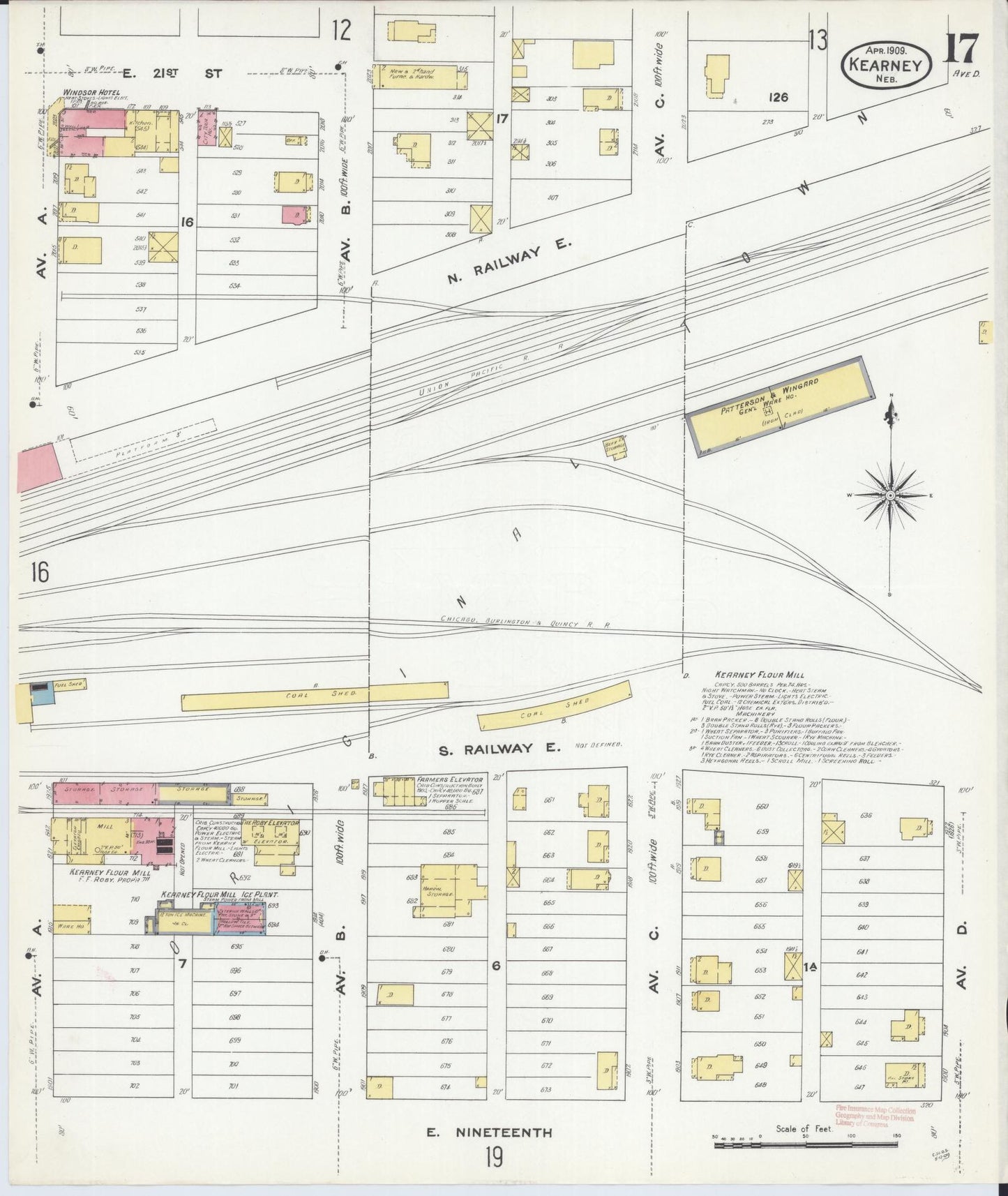 Sanborn Fire Insurance Map from Kearney, Buffalo County, Nebraska (1909), Sheet #0017 - Complete Map Set gallery image, historic Sanborn map, vintage wall art, Nebraska Nebraska