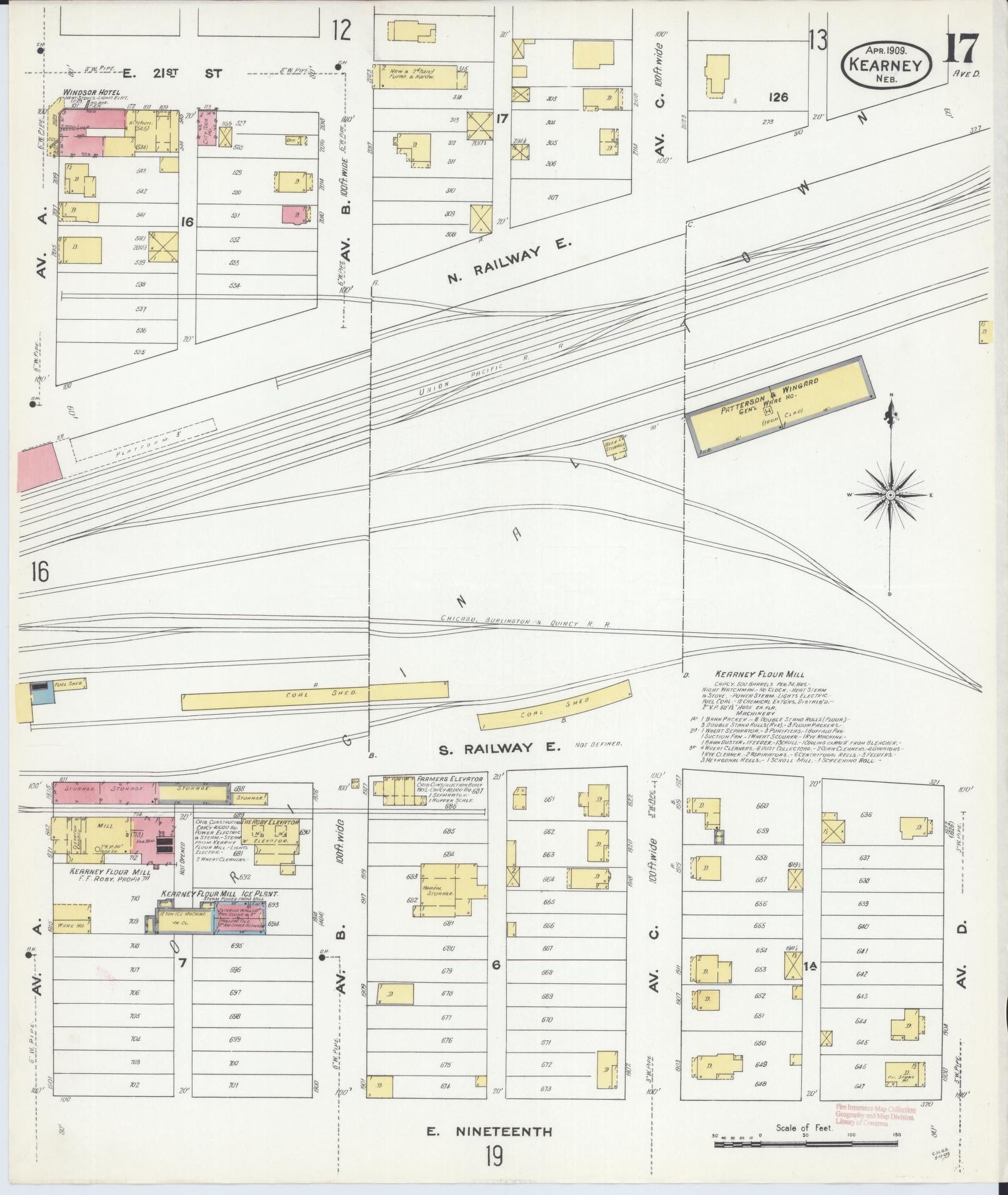 Sanborn Fire Insurance Map from Kearney, Buffalo County, Nebraska (1909), Sheet #0017 - Complete Map Set gallery image, historic Sanborn map, vintage wall art, Nebraska Nebraska