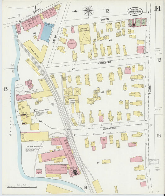 Sanborn Fire Insurance Map from Auburn, Cayuga County, New York (1898), Sheet #0014 - Historic Sanborn Fire Insurance Map Print, vintage old map wall art, antique decor, genealogy gift, New York New York map