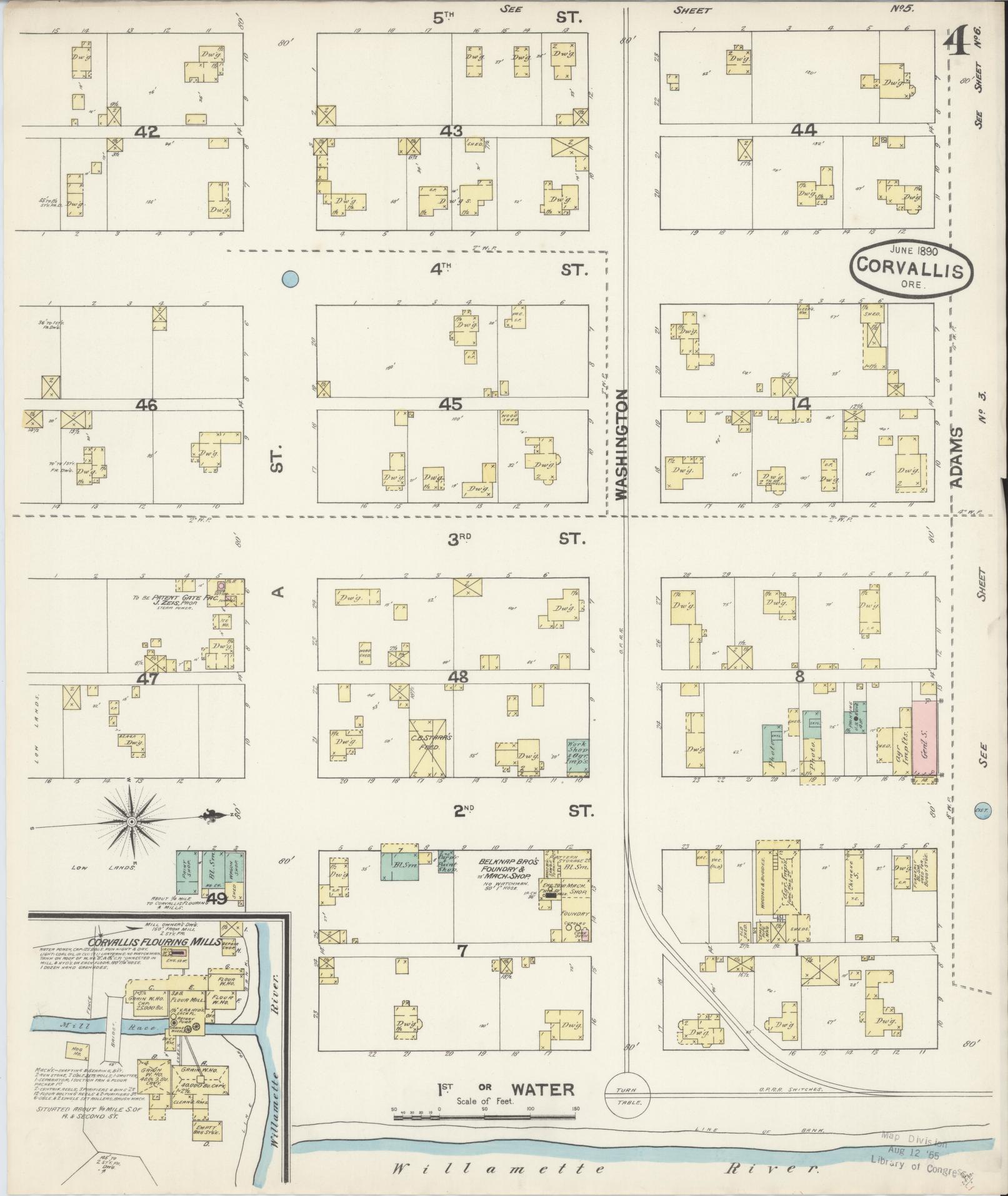 Sanborn Fire Insurance Map from Corvallis, Benton County, Oregon (1890), Sheet #0004 - Complete Map Set gallery image, historic Sanborn map, vintage wall art, Oregon Oregon