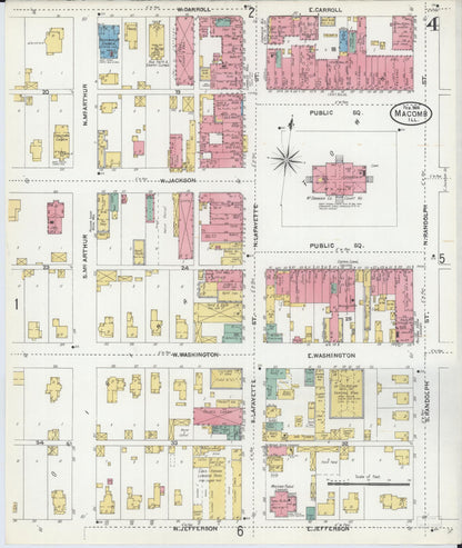 Sanborn Fire Insurance Map from Macomb, Mcdonough County, Illinois (1906), Sheet #0004 - Historic Sanborn Fire Insurance Map Print, vintage old map wall art, antique decor, genealogy gift, Illinois Illinois map