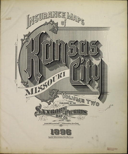 Sanborn Fire Insurance Map from Kansas City, Jackson, Clay, And Platte Counties, Missouri (1896), Sheet #0001 - Complete Map Set gallery image, historic Sanborn map, vintage wall art, Kansas Kansas