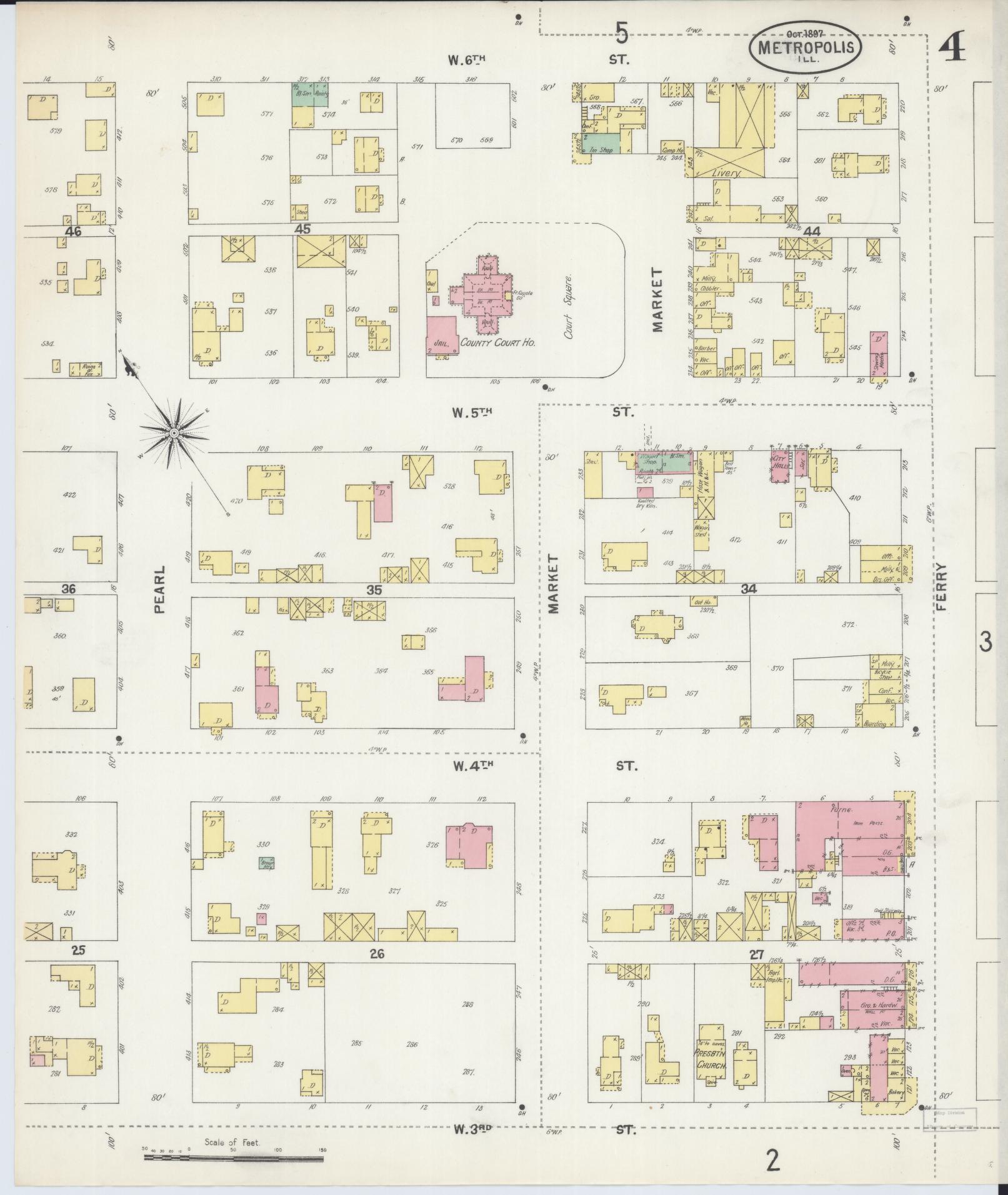 Sanborn Fire Insurance Map from Metropolis, Massac County, Illinois (1897), Sheet #0004 - Complete Map Set gallery image, historic Sanborn map, vintage wall art, Illinois Illinois