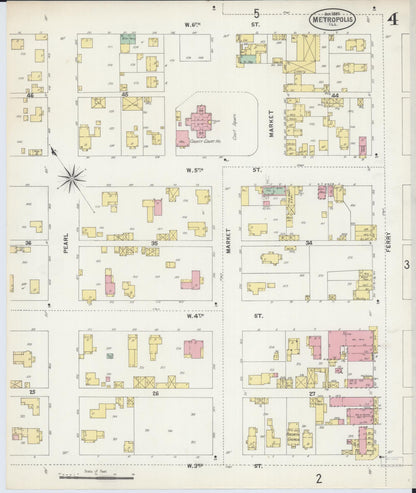 Sanborn Fire Insurance Map from Metropolis, Massac County, Illinois (1897), Sheet #0004 - Complete Map Set gallery image, historic Sanborn map, vintage wall art, Illinois Illinois