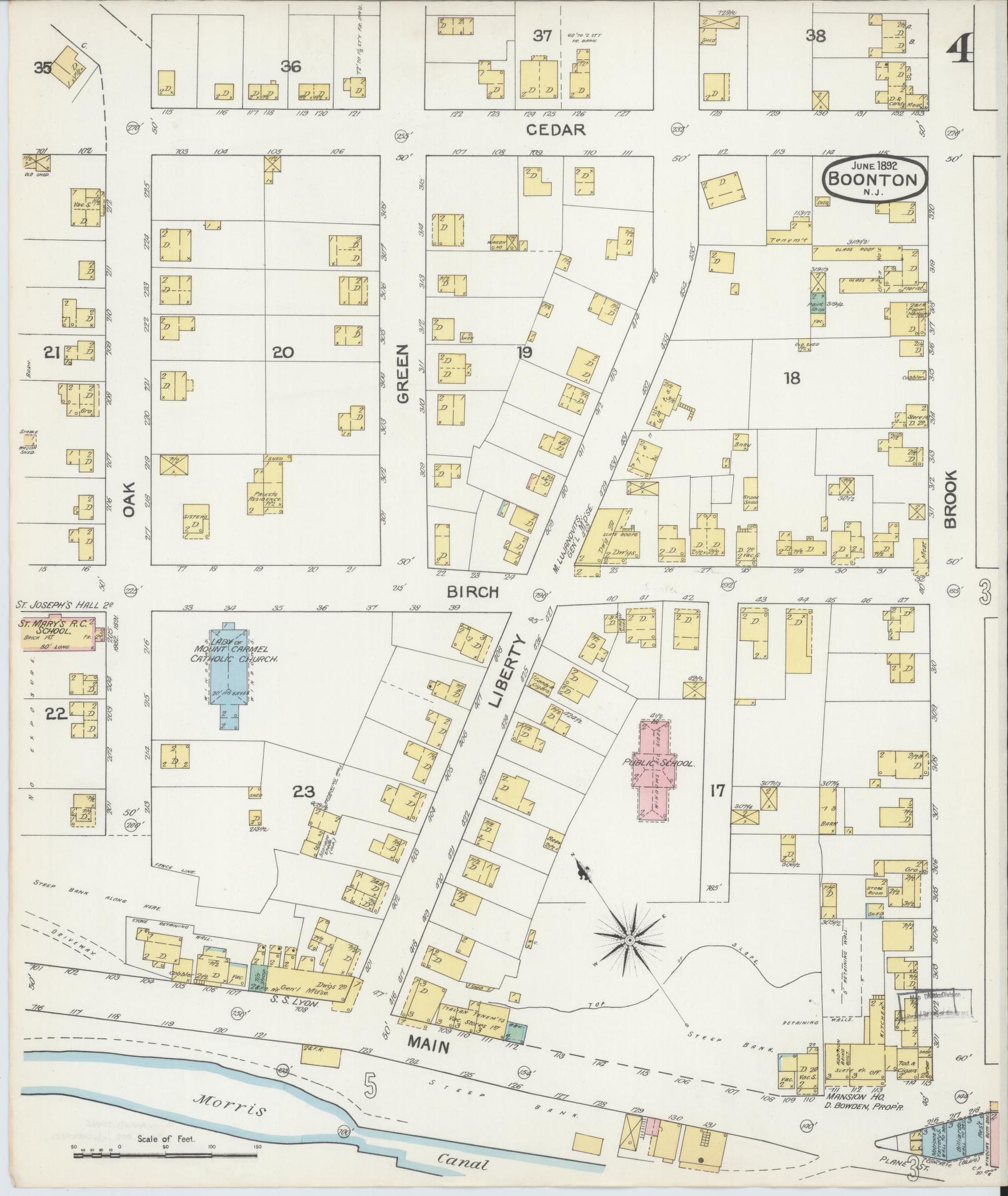 Sanborn Fire Insurance Map from Boonton, Morris County, New Jersey (1892), Sheet #0004 - Complete Map Set gallery image, historic Sanborn map, vintage wall art, New Jersey New Jersey