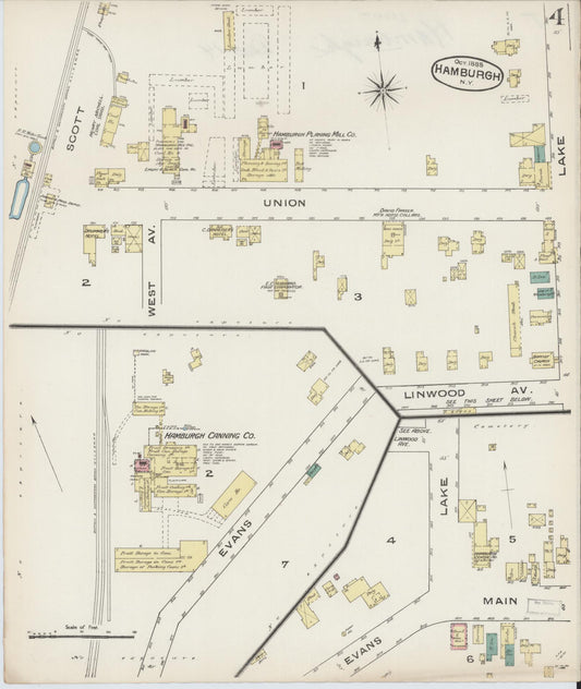 Sanborn Fire Insurance Map from Hamburg, Erie County, New York (1885), Sheet #0004 - Historic Sanborn Fire Insurance Map Print, vintage old map wall art, antique decor, genealogy gift, New York New York map